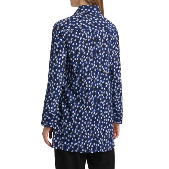 Proenza Schouler Emmeline Silk Viscose Shirt in Printed Navy Multi 00 - Picture 4 of 5